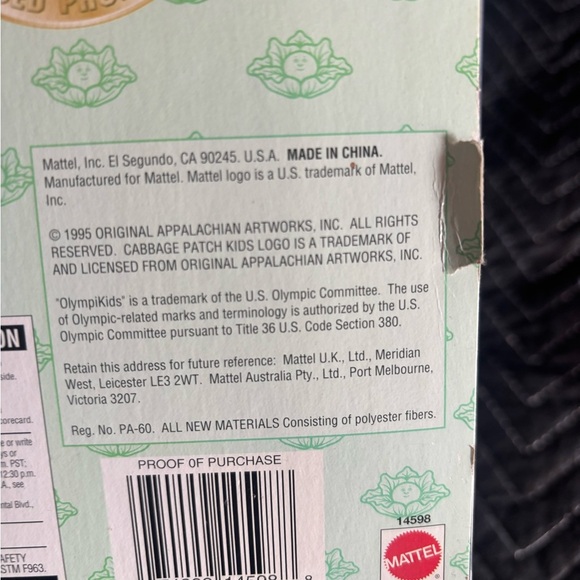 Mattel Olympics 1995 Cabbage Patch Kids Olympikids doll NIB “Cory Neville”. - Picture 6 of 6